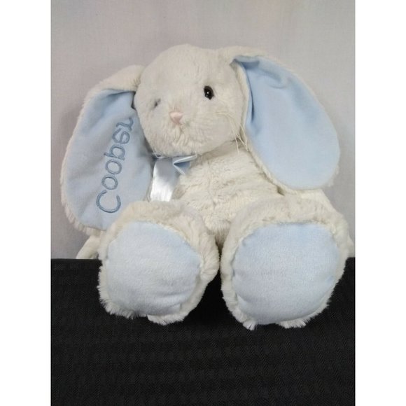 Bearington Collection Personalized Name "Cooper" 17" White/Blue Rabbit plushie - Picture 4 of 12